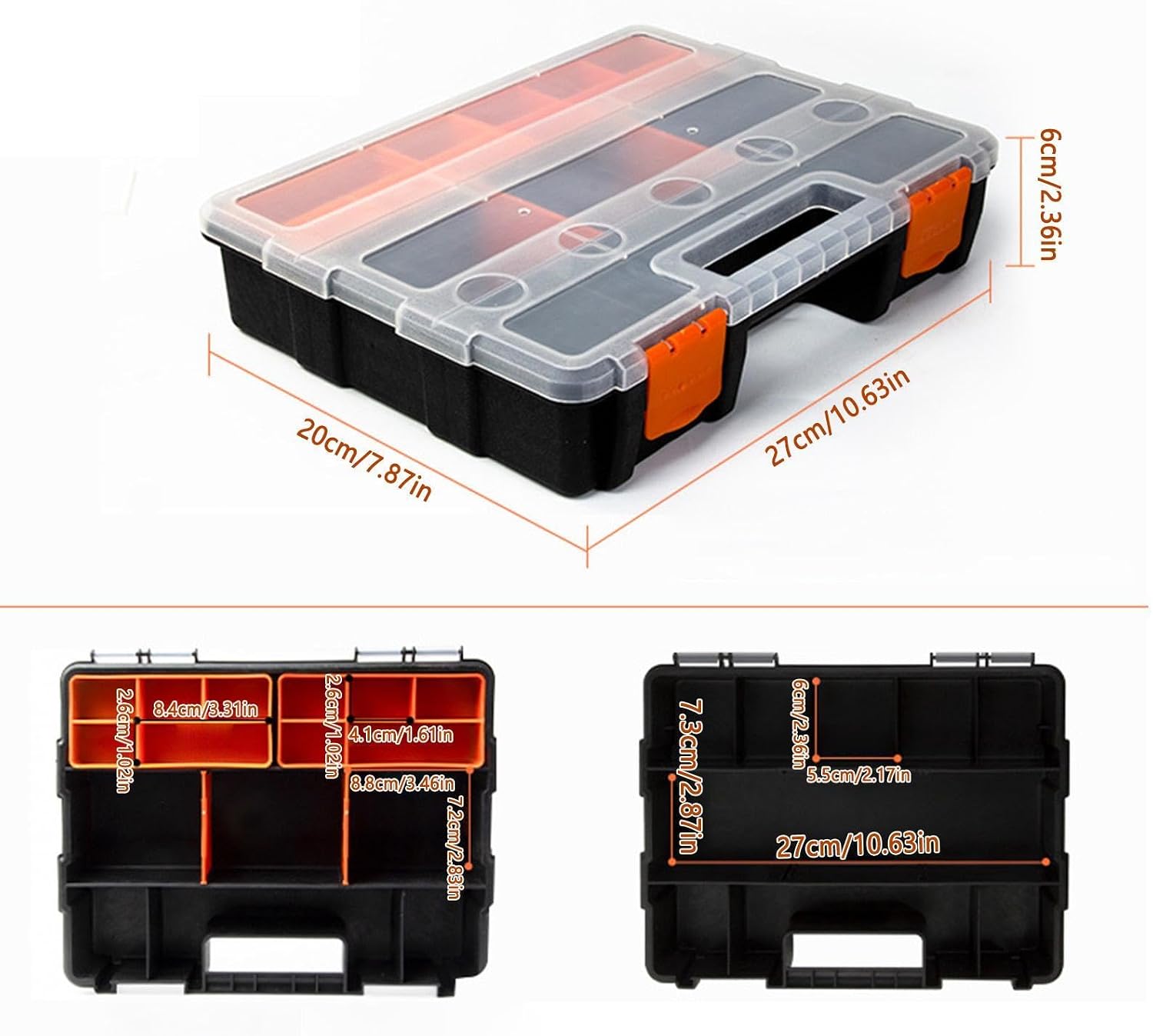  Organiseur De Pièces Portable – Boîte De Rangement Amovible à 21 Compartiments, Utilisation En Atelier Avec Design Connectable, Système De Rangement Transparent, Boîte à Outils Facile à Transporter