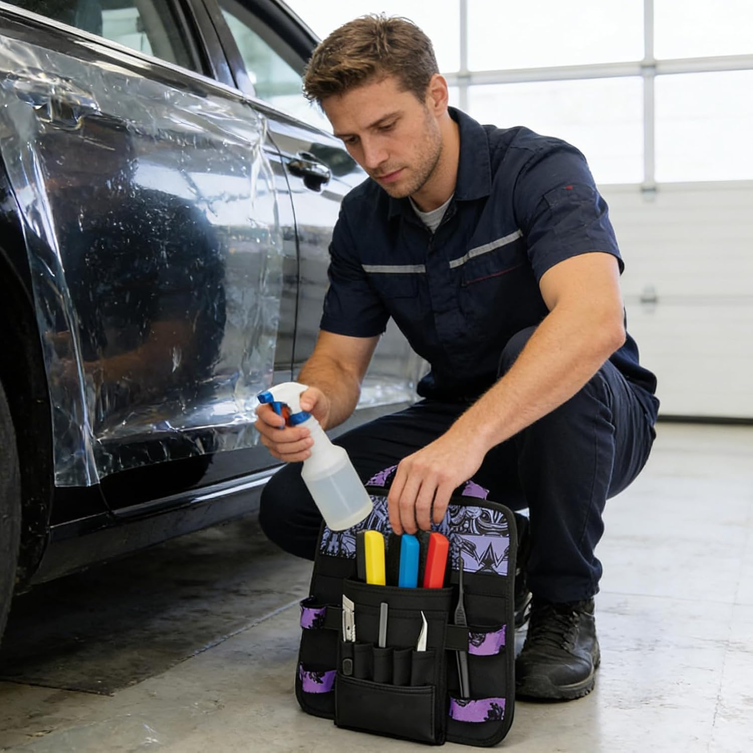 Genérico Outil De Voiture, Sac De Transport Spacieux Oxford, Support D'outils De Teinture Avec Conception De Sangle Réglable, Organisateur De Stockage Avec Fonction Robuste, B