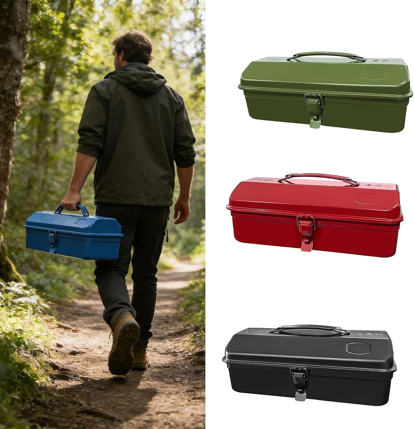  Coffre à Outils En Fer Avec Poignée Ergonomique De Grande Capacité, Boîte à Outils En Métal Robuste Avec Poignée, étui De Rangement Portable Pour L'organisation Des Outils