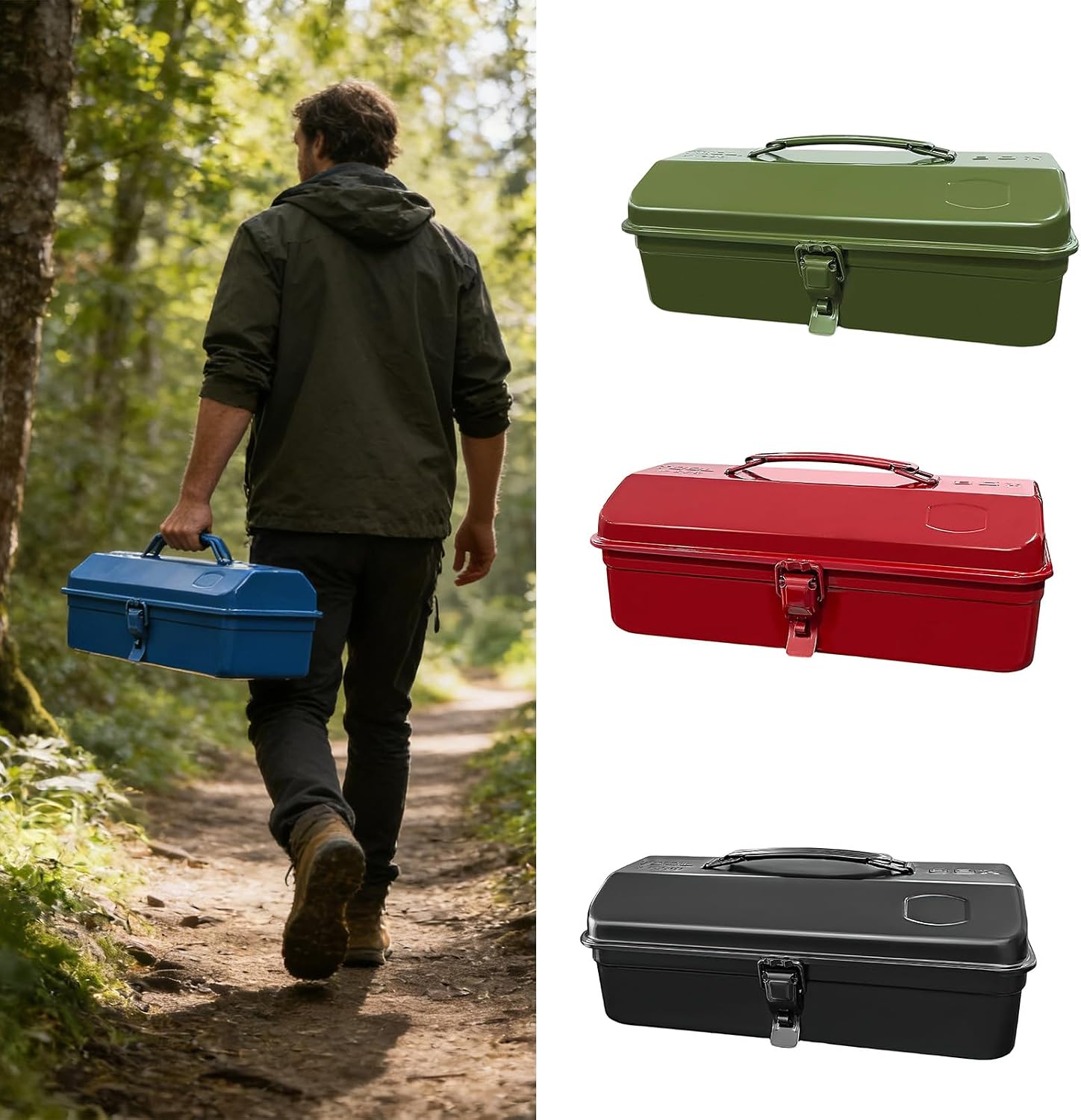  Coffre à Outils En Fer Avec Poignée Ergonomique De Grande Capacité, Boîte à Outils En Métal Robuste Avec Poignée, étui De Rangement Portable Pour L'organisation Des Outils