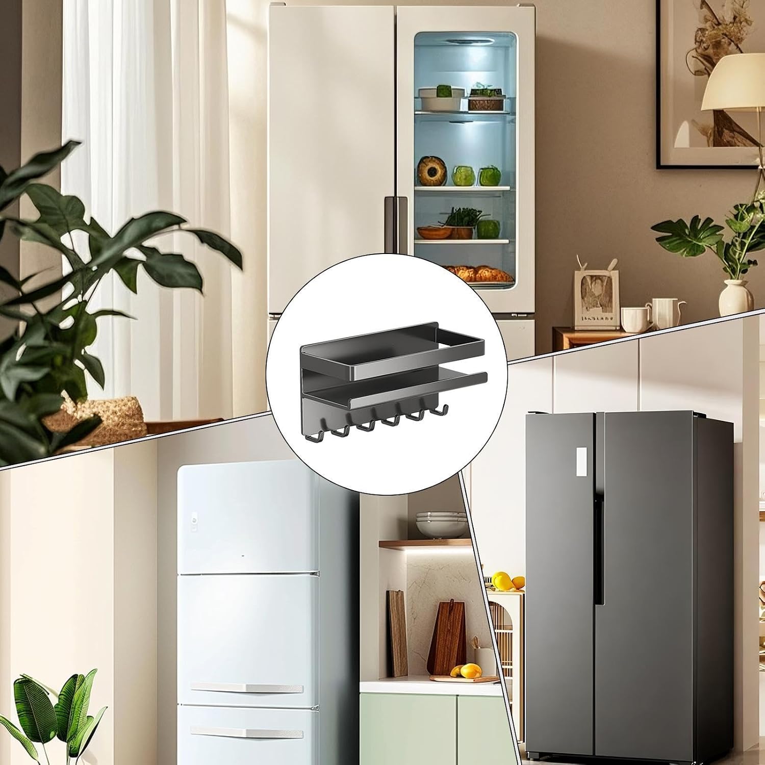  Organiseur Magnétique Pour Réfrigérateur – Support Mural Sans Perçage, Organisateur De Comptoir De Cuisine, Pour Garde-manger, Garage, Buanderie, Dortoir, Maison, Bureau, Casier, Camping-car, Porte De