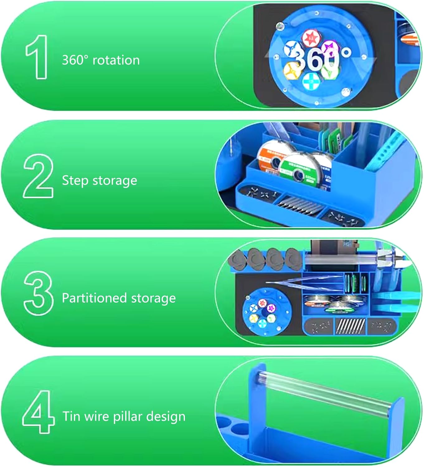  Boîte De Rangement Classifiée - Conteneur à Outils Rotatif Pour Téléphone - Pince à épiler - Pour Réparation De Téléphone