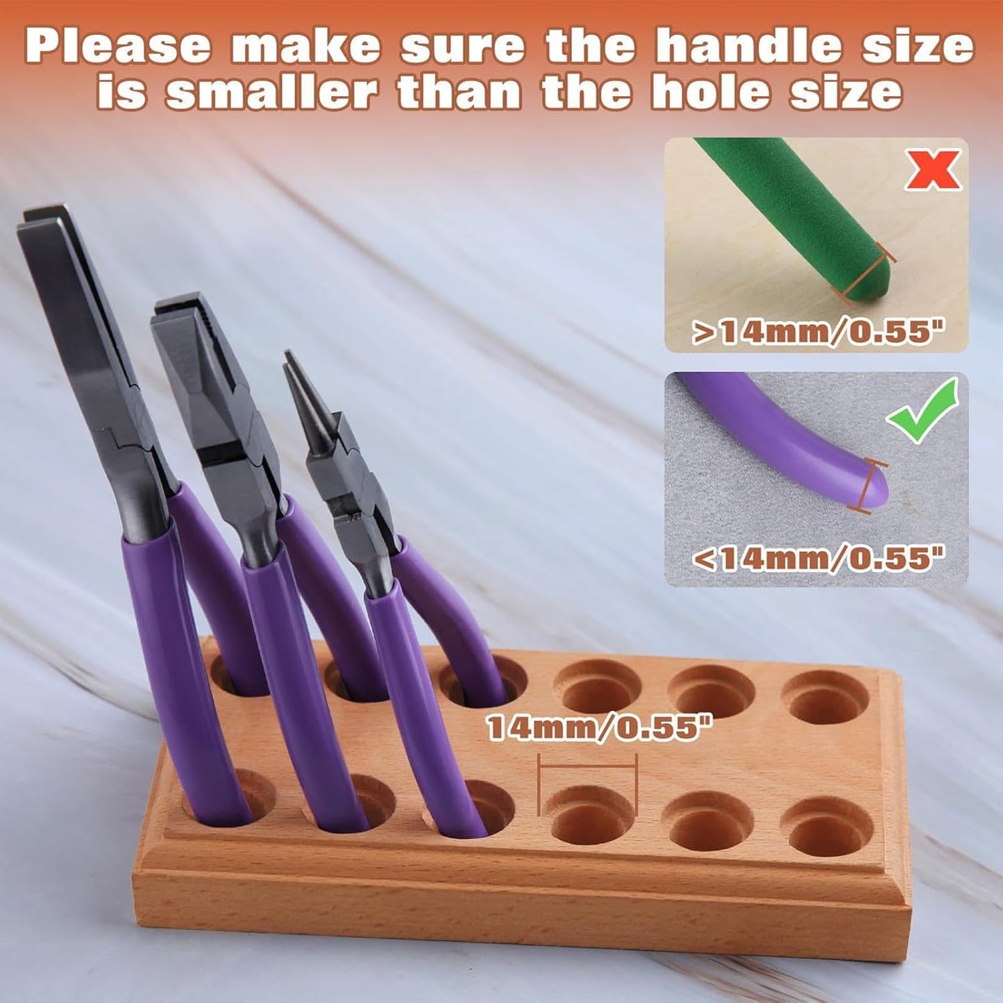  Range-Pinces,Plateau De Rangement En Bois Avec Fentes Multiples Pour Pinces | Organiseur Pour Outils De Perlage - Pour Garage, Établi, Armoire, Service Mécanicien, Travaux Construction