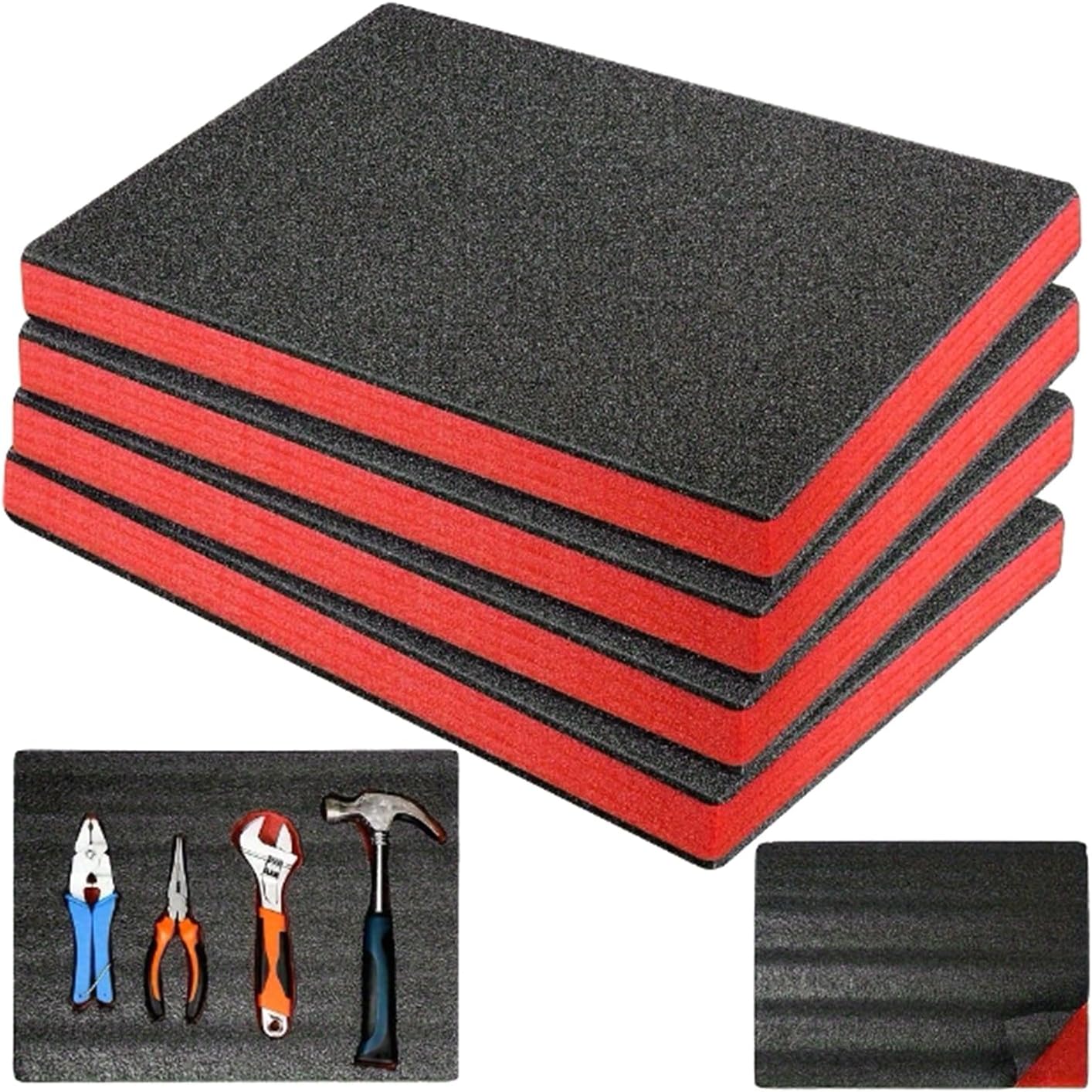  Lot De 4 Boîtes à Outils Durables Avec Inserts En Mousse EPE Légers - Solution De Rangement Antichoc - Doublure De Boîte à Outils Personnalisable - Rembourrage Absorbant Les Chocs