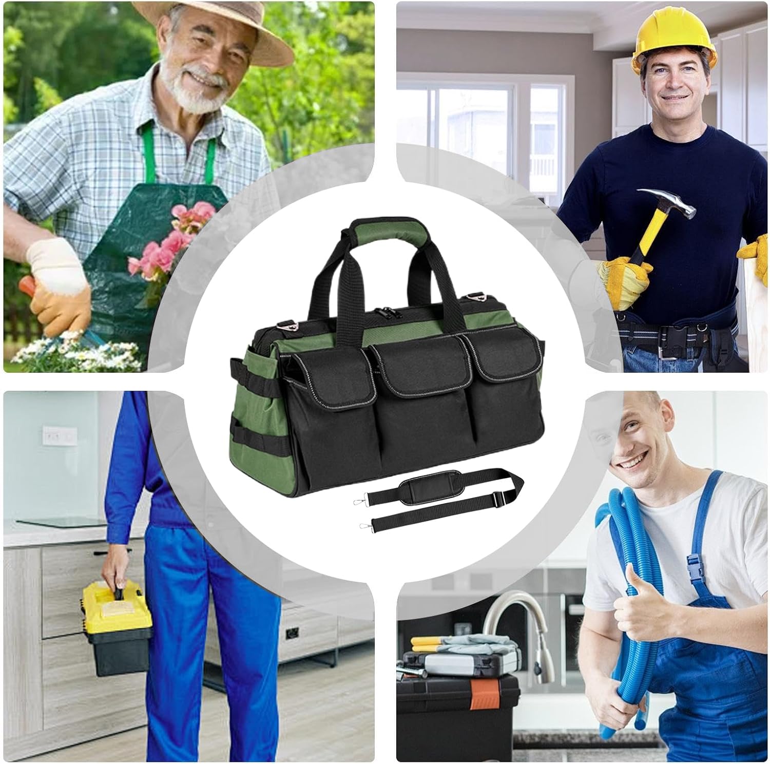  Sac De Rangement Pour Outils | Organiseur Portable Robuste – Sacs à Outils D'électricien à Large Ouverture Pour Homme, Mécanicien, électricien, Charpentier, Garage, Voyage, Réparation, Tournevis