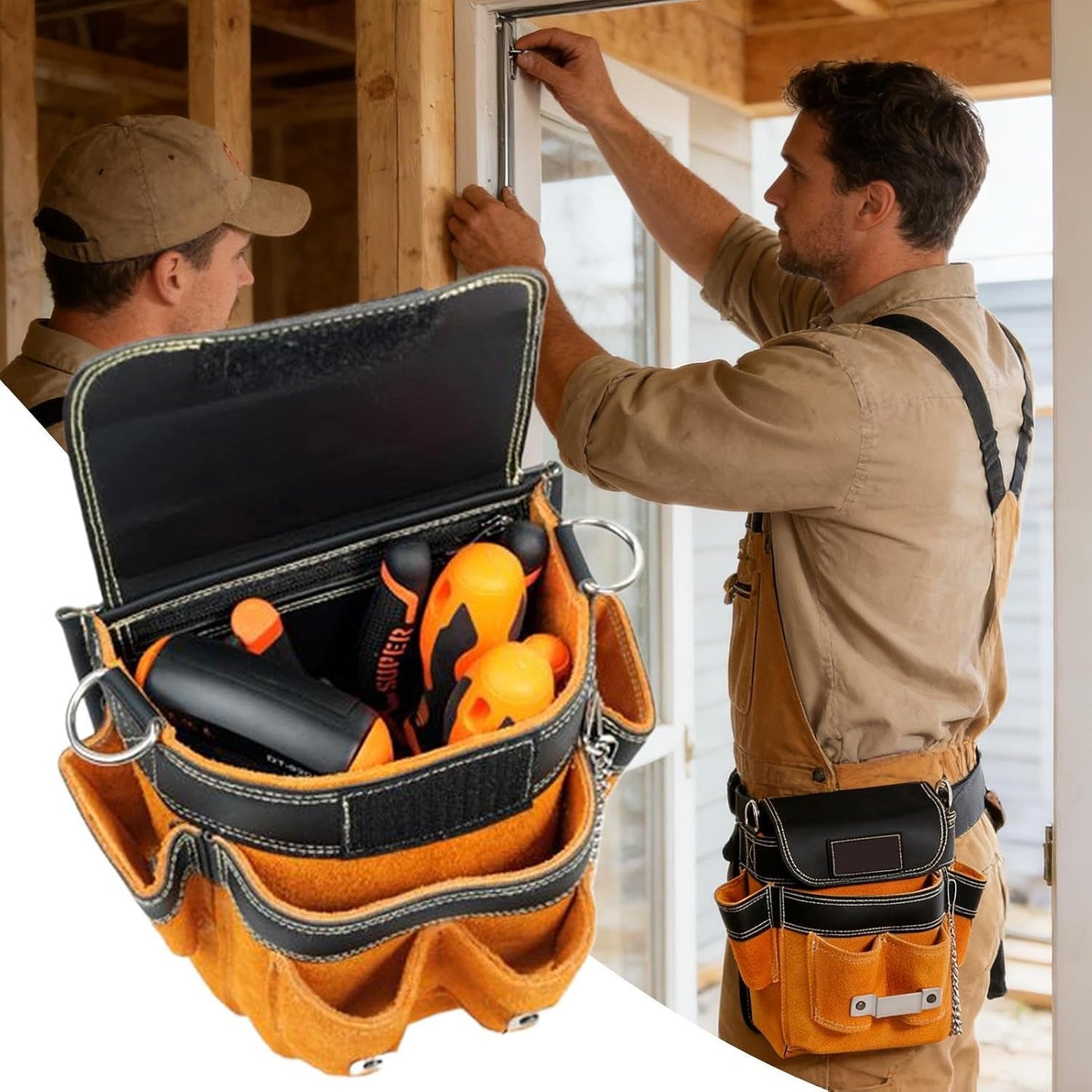  Générique Sacoche Ceinture À Outils - Support De Taille Imperméable | Avec Bretelle Amovible Et Ceinture Porte-Outil - Pour Les Travaux De Construction, D'Électricité, De Maintenance, De