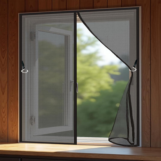  Magnetic Window Mosquito Net 140 X 132 Cm Fine Mesh Strong Magnetic Mosquito Net For Doors Without Drilling, Anti-Mosquitoes & Insects, Black