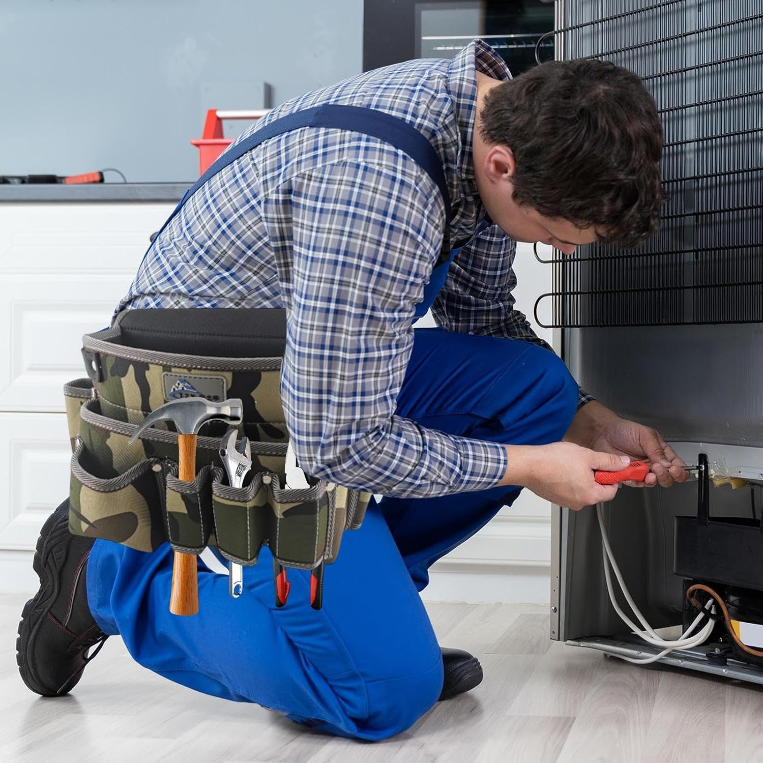 GENERIC Outil Robuste, Sac De Rangement De Boîte à Outils, Sac De Taille Multi-poches, Porte-outils à Large Ouverture, Rangement D'outils De Mécanicien, Organisateur D'outils D'électricien, Porte-outils Pour