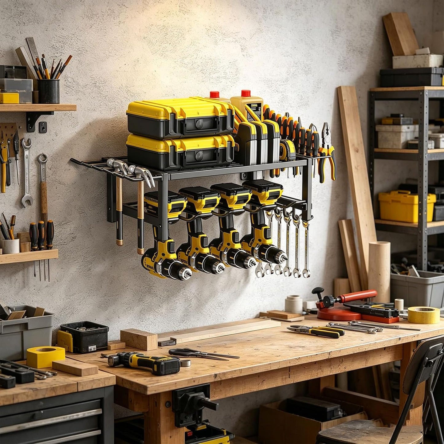  Support Mural Pour Outils électriques En Acier Robuste Pour Perceuses Et Accessoires, Garage, Atelier, Porte-outils Multifonction