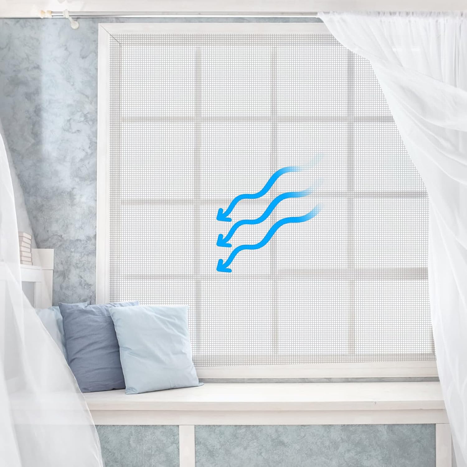  Fillis Window Fly Screen 150 X 300 Cm Fibreglass Insect Screen By The Metre DIY With Cleaning Brush, Mosquito Net For Windows, Balcony Door And Living Room, Grey