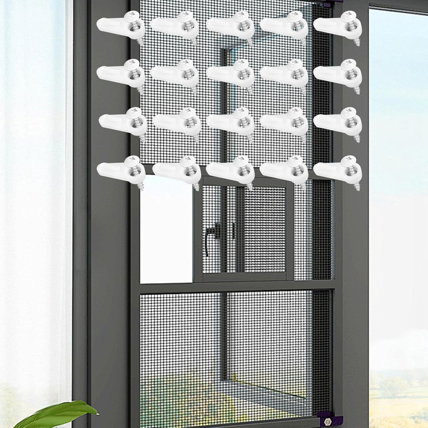  Clips Moustiquaire Fenêtre - 20 Pièces Quincaillerie Fixation Moustiquaire Avec Vis - Attaches De Retenue Pour Fenêtre Anti-tempête - Pour Maison Appartement Dortoir Salon Chambre Bureau Cuisine Salle