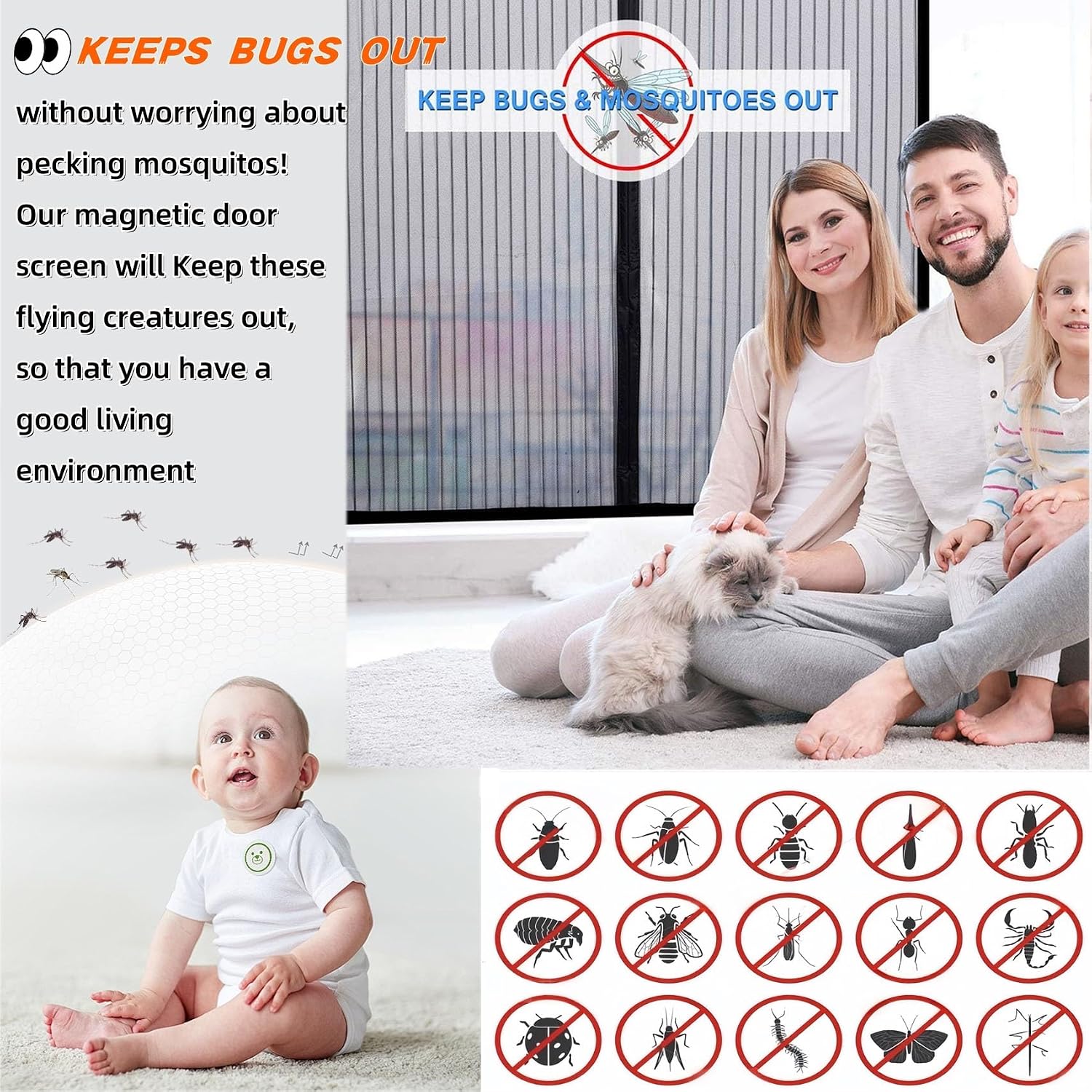  Magnetic Window Mosquito Net 57 X 110 Cm Top And Bottom With Automatic Magnetic Closure Mosquito Net For Windows Of Various Types, Black