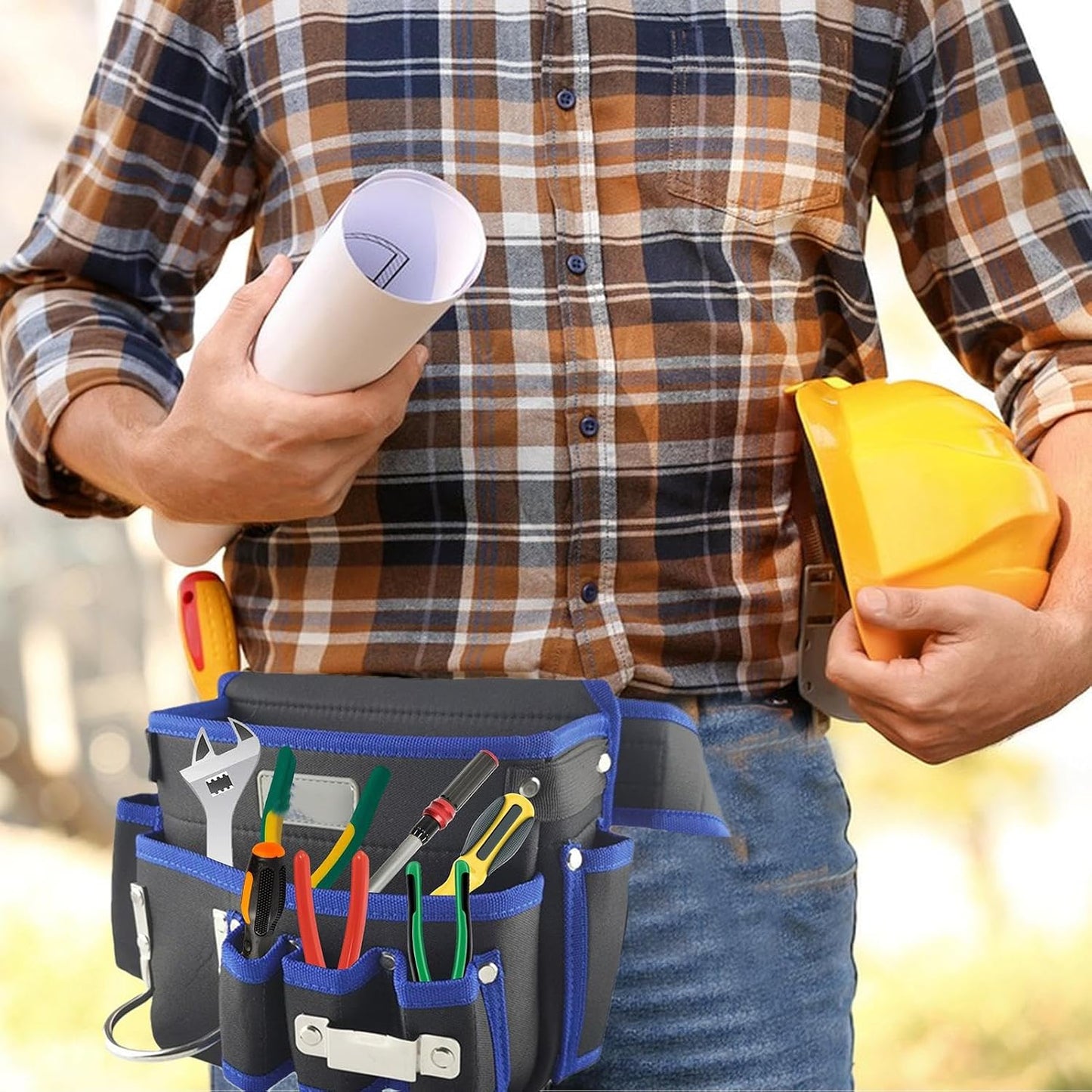  Pochette À Outils Pour Ceinture - Sac Ajustable En Tissu Oxford,Porte-Outils Pour Ceinture - Pour Travaux De Clouage, Menuiserie, Électricien, Chantier De Construction, Maintenance,