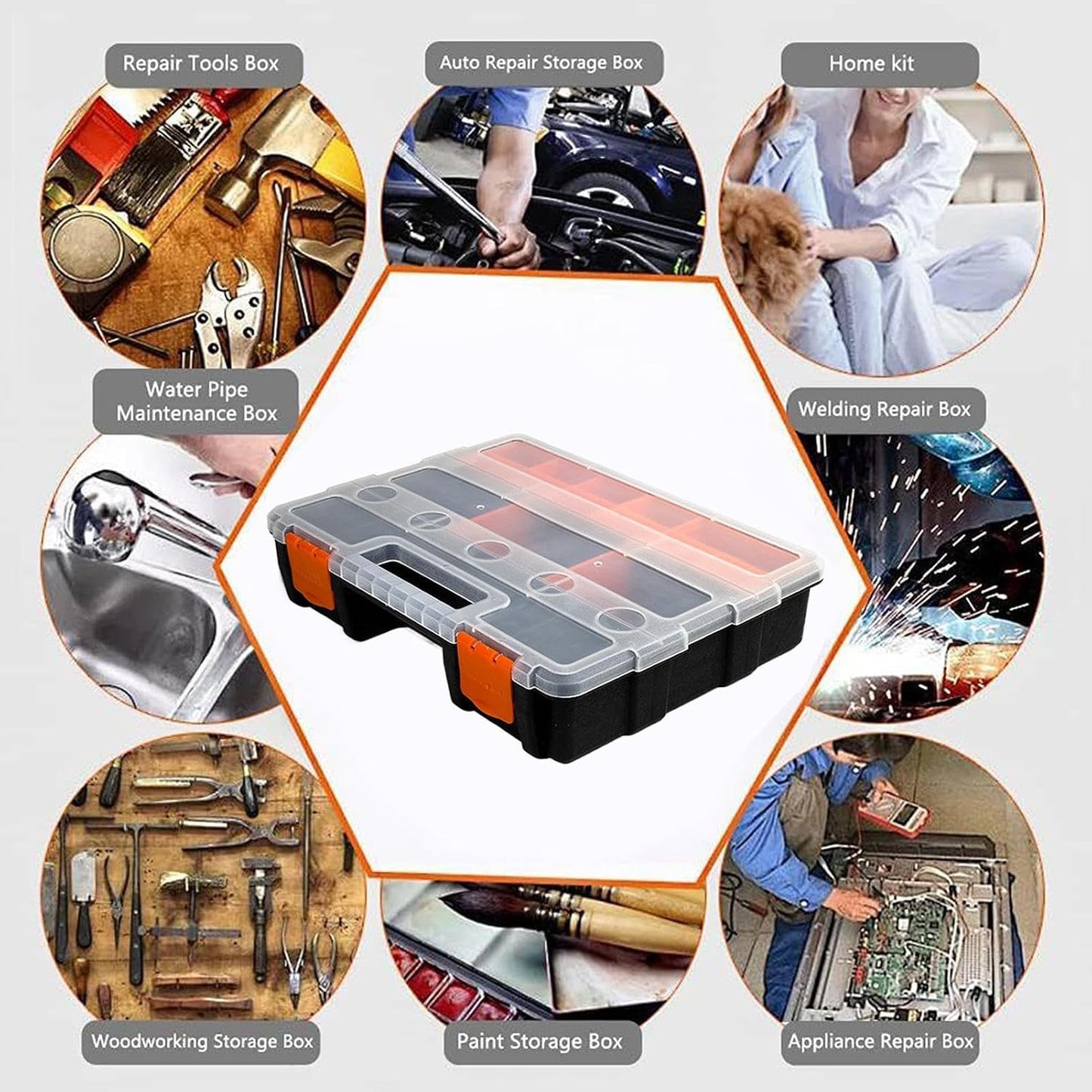  Organiseur De Pièces Portable – Boîte De Rangement Amovible à 21 Compartiments, Utilisation En Atelier Avec Design Connectable, Système De Rangement Transparent, Boîte à Outils Facile à Transporter