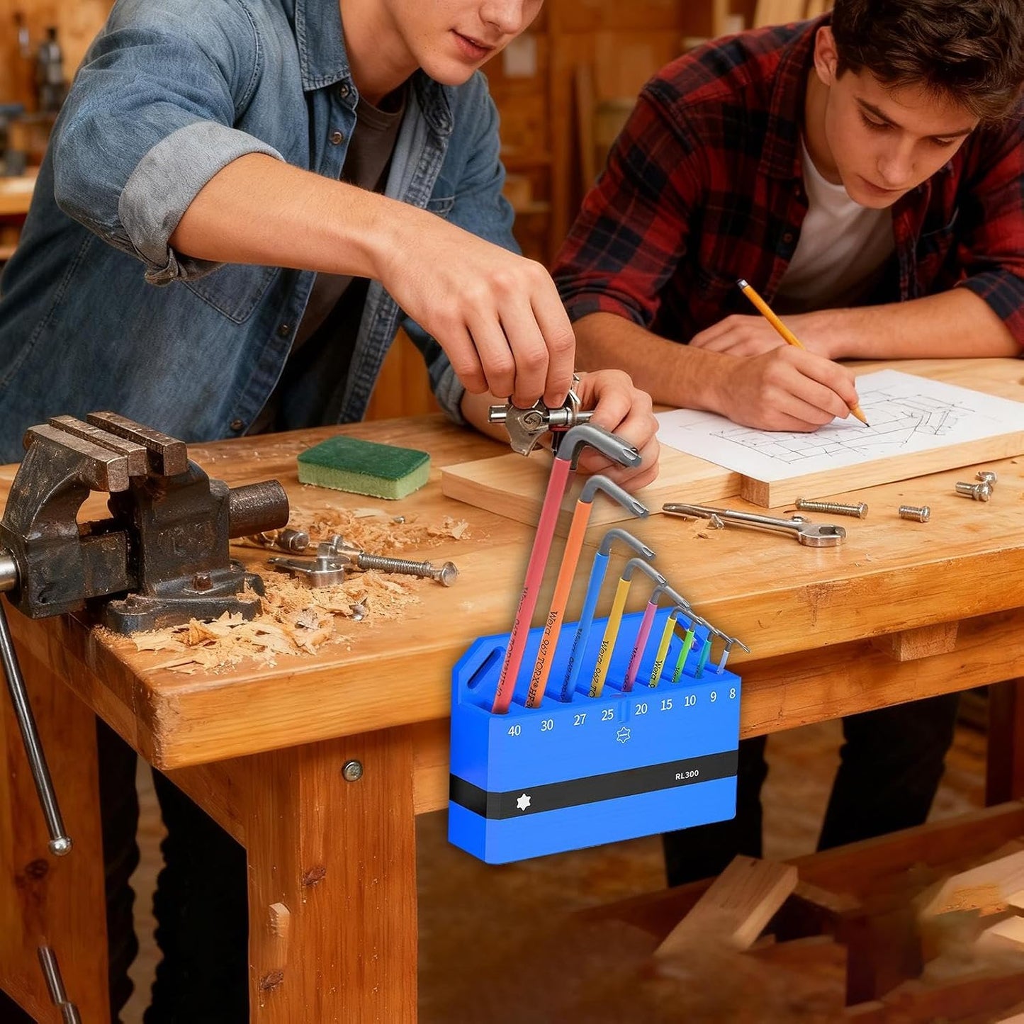  L'Organisateur De Clés Magnétique - Porte-Outil Magnétique - Organisateur De Rangement Pour Outils - Idéal Pour La Réparation De Vélo Avec Outil Hexagonal Dans Le Garage Ou Atelier Pour Organisation
