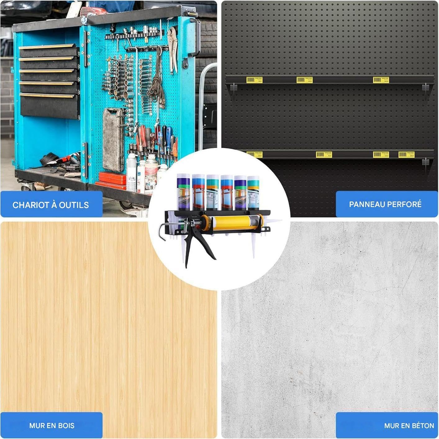  Organisateur Mural Pour Adhésifs En Tube,Organisateur Mural Pour Tubes De Mastic D'Atelier | Rangement Pour Outils De Professionnels En Rénovation Et Maintenance