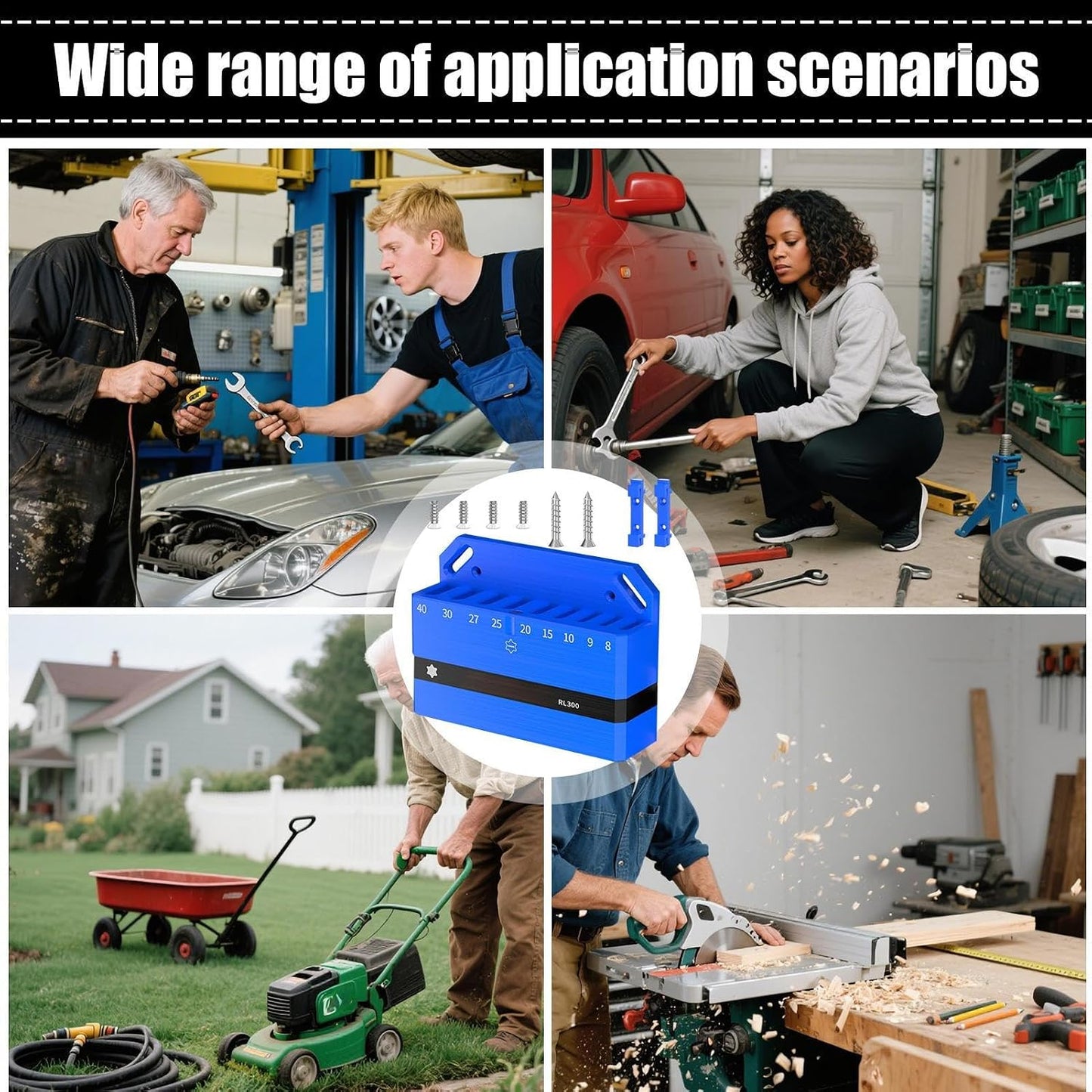  L'Organisateur De Clés Magnétique - Porte-Outil Magnétique - Organisateur De Rangement Pour Outils - Idéal Pour La Réparation De Vélo Avec Outil Hexagonal Dans Le Garage Ou Atelier Pour Organisation