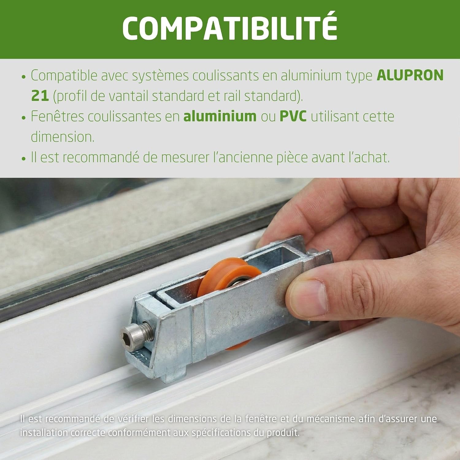  Amig - Roulement Pour Fenêtre Coulissante | Lot De 2 Unités | Taille 70 X 16 Mm | Boîtier Métallique Réglable | Roulement à Billes | Conçu Pour Les Fenêtres Coulissantes | Acier Zingué
