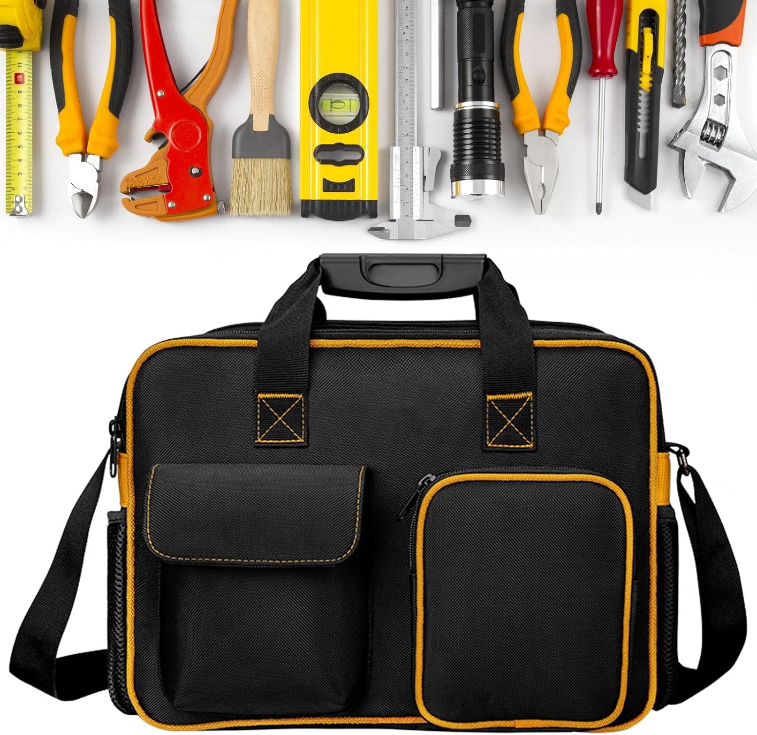  Sac à Outils Robuste Pour électricien Avec Tissu Oxford Résistant à L'eau Et Fond Renforcé Pour Plus De Stabilité