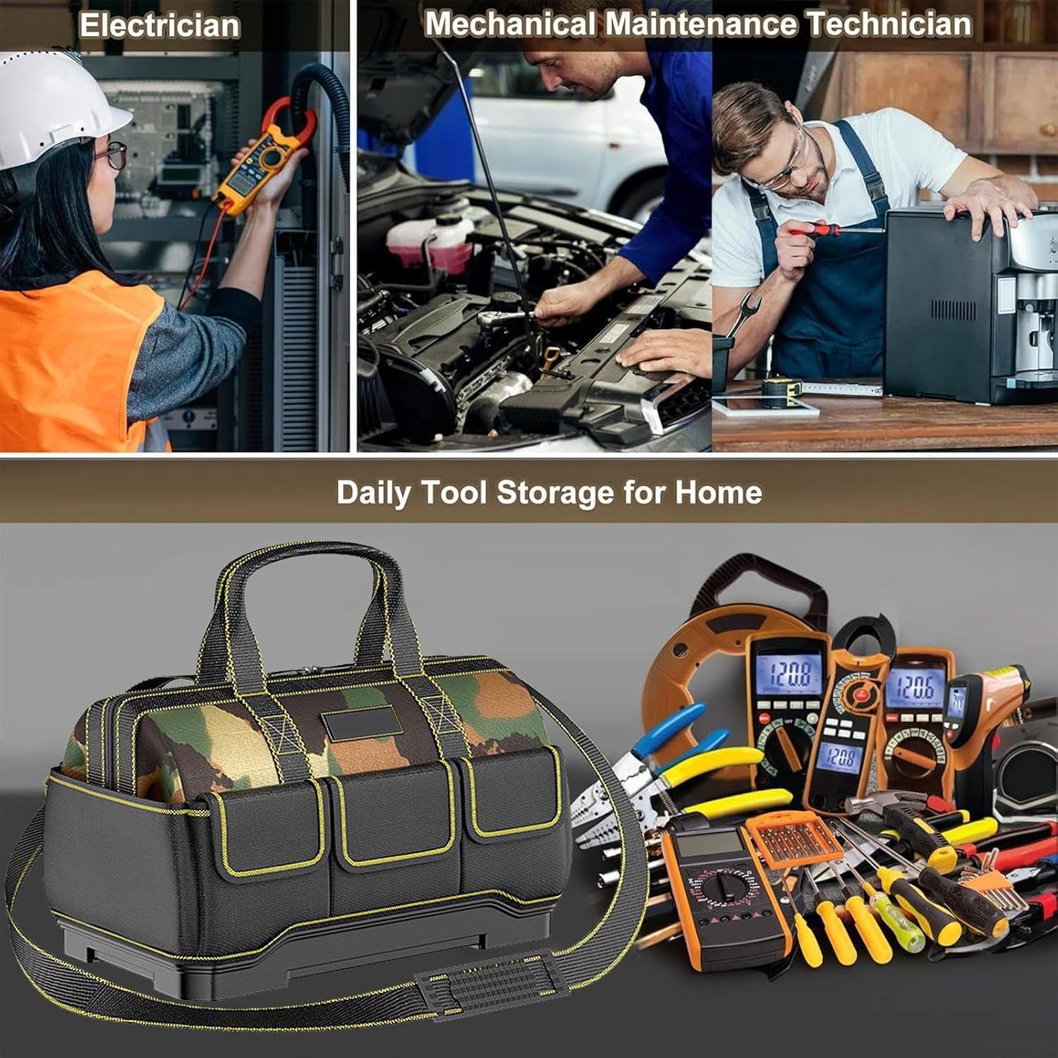  Sac à Outils Robuste, Organiseur Portable Extensible Avec Rangement à Ceinture, Porte-outils Pour électriciens, Mécaniques, Jardiniers, Constructeurs Et Professionnels De Voyage