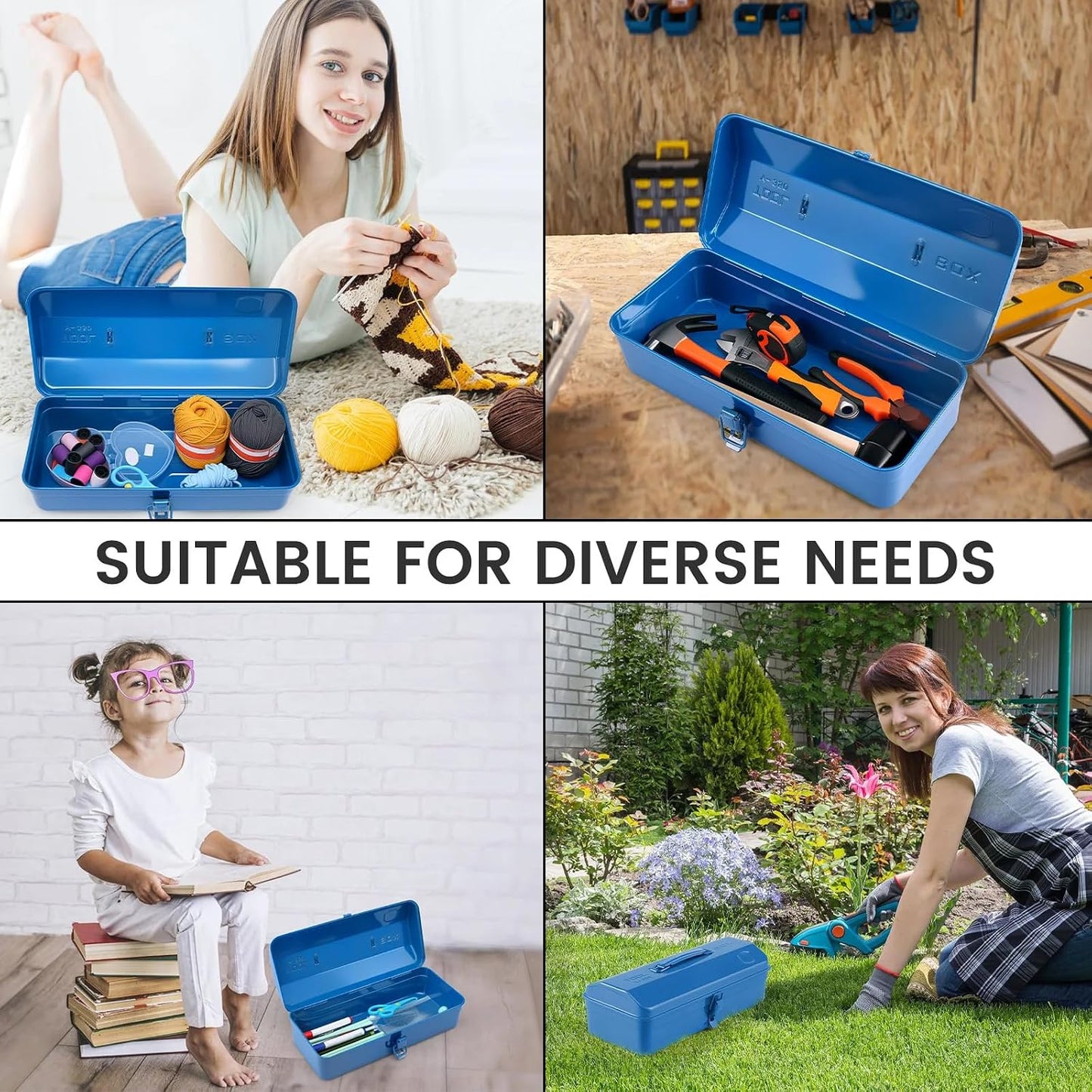  Boîte à Outils En Fer Avec Revêtement Résistant à La Rouille, Poignée Ergonomique Et Design Multi-compartiments Pour Techniciens Professionnels De Chantier