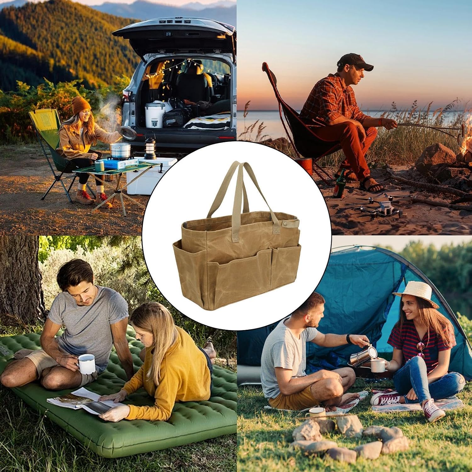 GENERIC Porte-ustensiles Imperméable, Organisateur D'outils Portable, Sac Fourre-tout De Camping, Sac De Rangement Pour Barbecue, Sac Fourre-tout Pour Bois De Chauffage, Outils De Barbecue En Plein Air, Sac