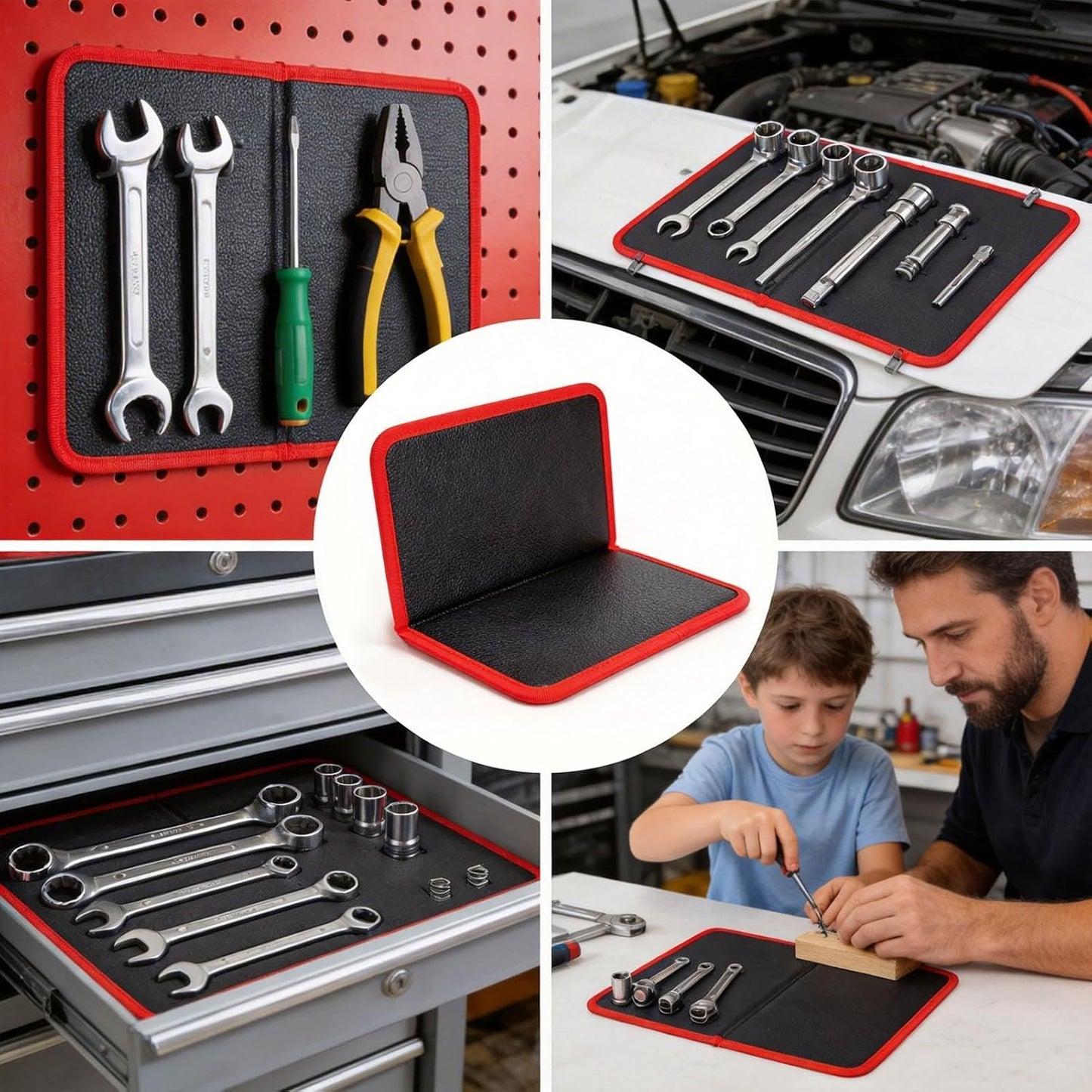  Tapis Magnétique Pour Outils - Support Pliable Pour Pièces Détachées | Tapis Aimanté Pour Réparation Auto - Pour Garage Maison Voiture Auto Bricolage Électronique Clés Tournevis Boulons