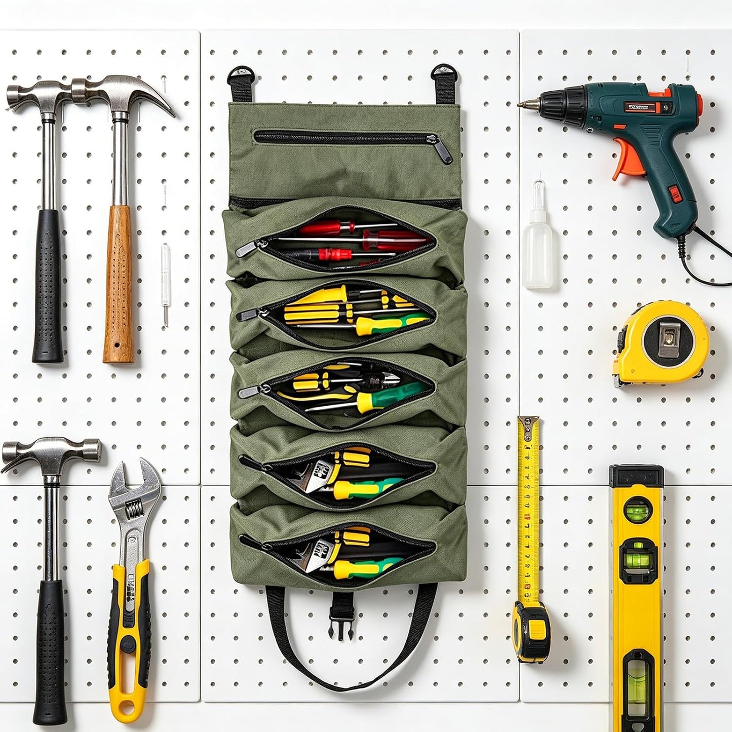  Sac à Outils Compact à Roulettes Pour Clés, Tournevis, Pinces, Résistant à L'eau Et à La Poussière, Excellent Pour Les Mécaniciens Et Les Bricoleurs En Toile