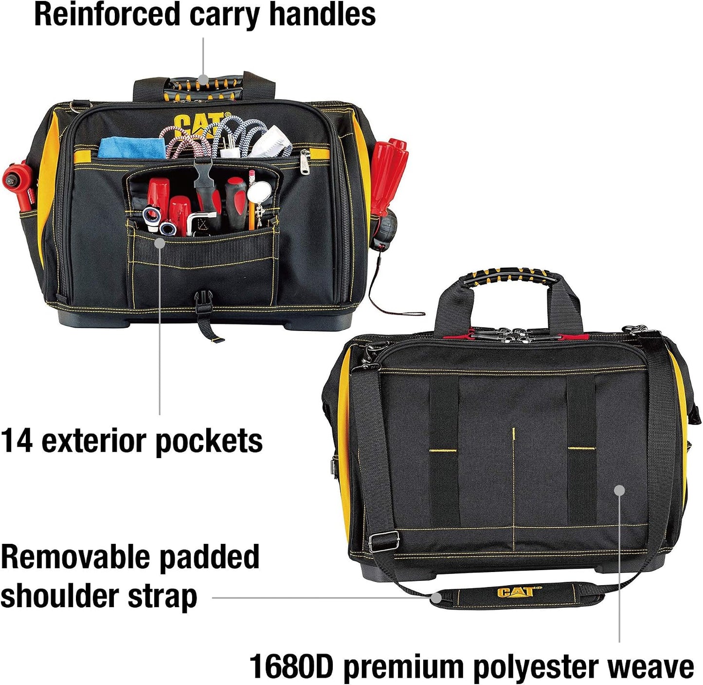 CAT Sac à Outils Pro 18 Pouces - 56 Poches - Polyester 1680D - 240051