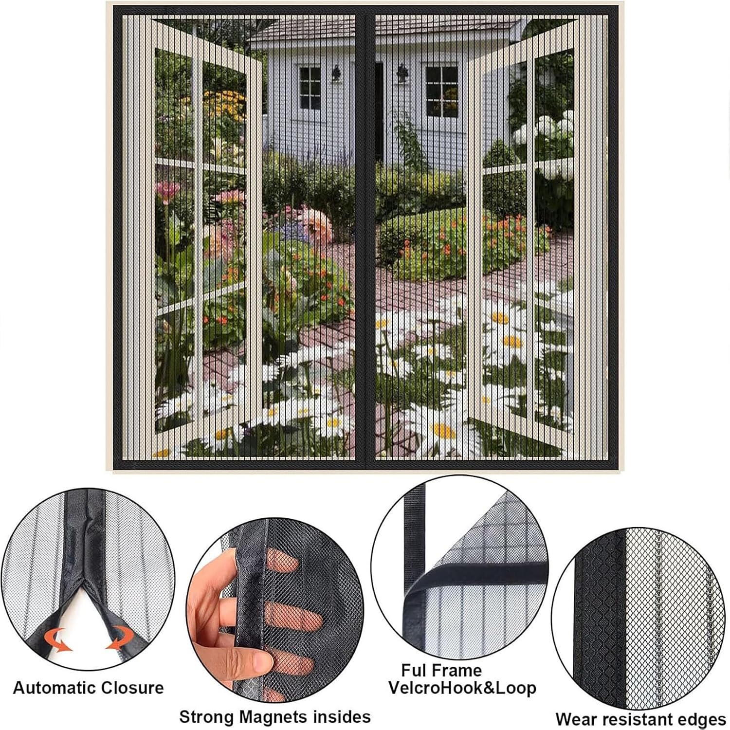  Mosquito Nets For Window 79 X 94 Cm Anti-Mosquito And Anti-Dust Mosquito Net Custom No Drilling Easy To Install For Front Door Interior And Windows, Black