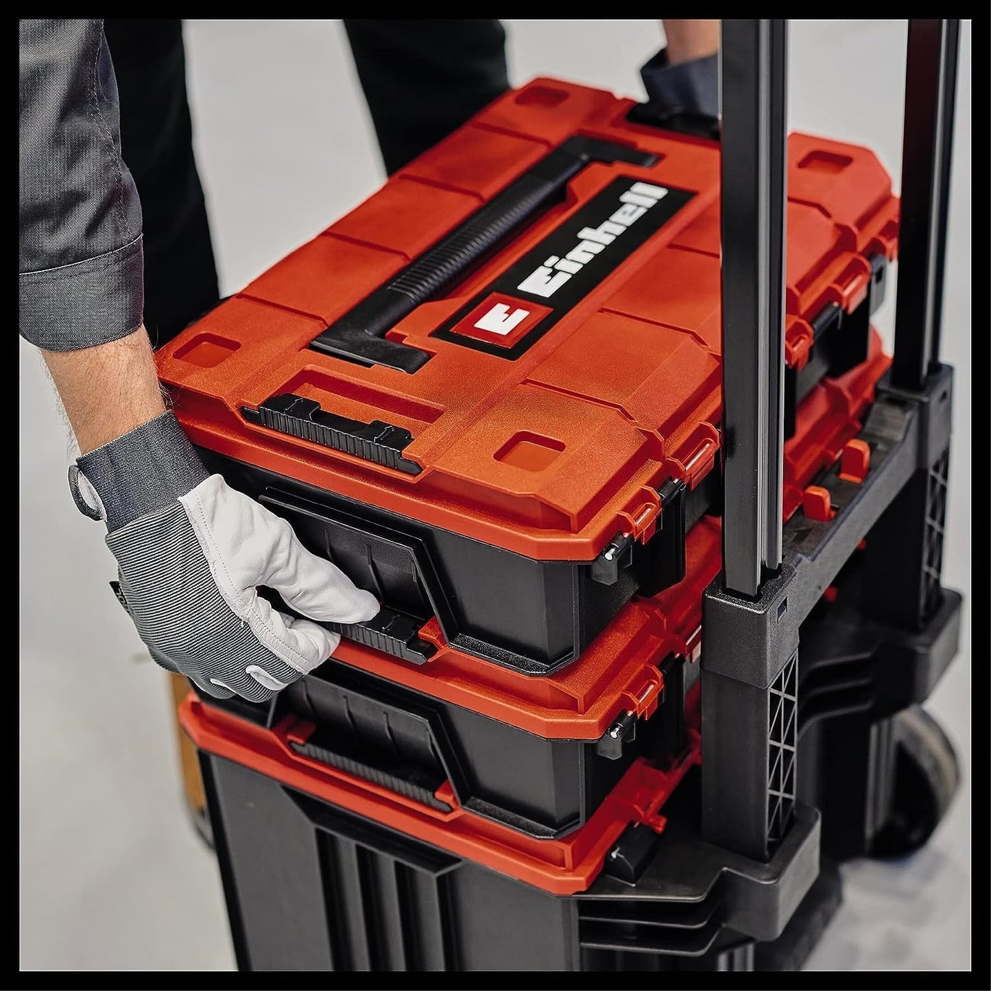  Original Einhell Mallette E-Case L (120 Kg Max, Rangement Et Transport Universels D’outils Et Accessoires, à Empiler Et Associer)