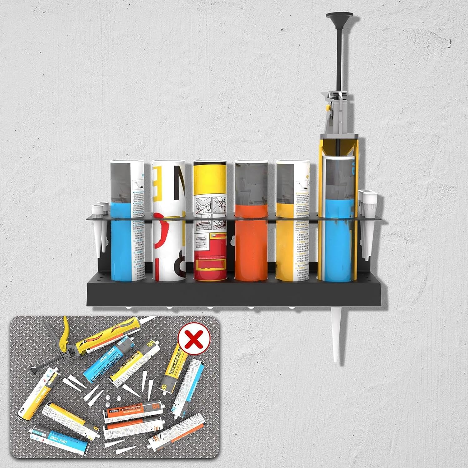  Support Pour Tube De Mastic - Rangement Pour Bouteilles Spray | Support Mural Pour Cartouches Et Aérosols Garage Atelier