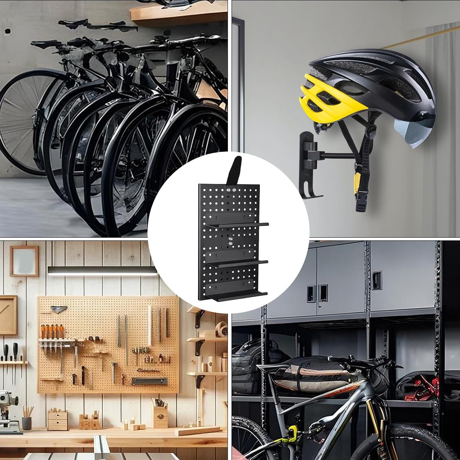  Support De Panneau Perforé En Aluminium, Support De Rangement Pour équipement De Vélo, Support De Casque De 45,7 X 30,5 Cm Avec Construction Solide, Organisateur En Avec Cadre Stable