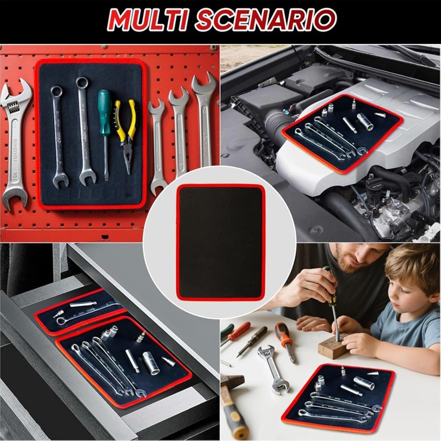  Tapis Magnétique Pour Outils - Support D'Organisation Antidérapant,Tapis Magnétique Pour Maintenance Mécanique | Pour Garage Atelier Réparation Auto Maison Vis Tournevis Clés Boulons