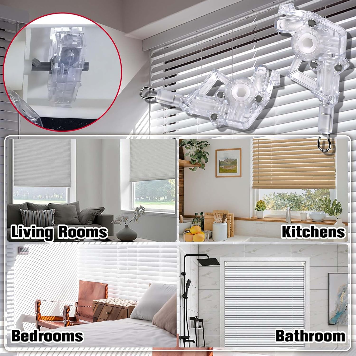  SPEEDWOX Lot De 2 Tiges D'inclinaison Robustes Pour Stores Horizontaux De 5 Cm (2") - Raccord à Crochet à Engrenage Hexagonal, Mécanisme D'inclinaison Transparent De Remplacement Pour Bois