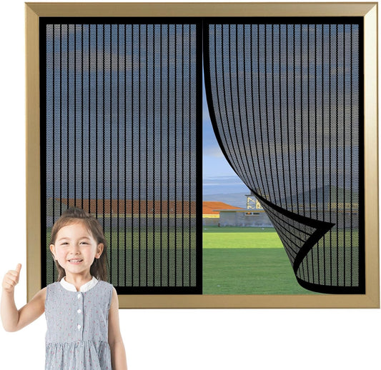  Mosquito Net Window Without Drilling 69 X 105 Cm Powerful Magnets Automatic Magnetic Mosquito Net Door For Corridors Patio, Black