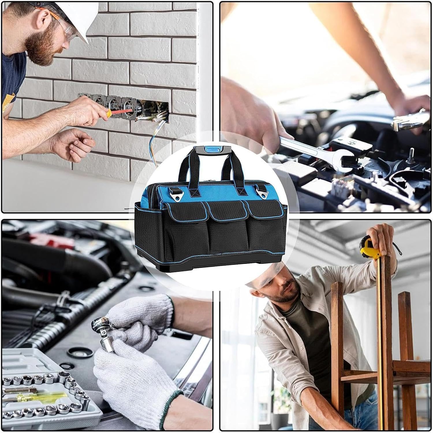 GENERIC Sacs à Outils Pour Homme, Oxford Très Résistant Et étanche Multi-poches | Sac à Outils De Mécanicien Portable | Pour Père, Papa, Charpentier, Travail En Plein Air, Construction, Réparation De Voiture