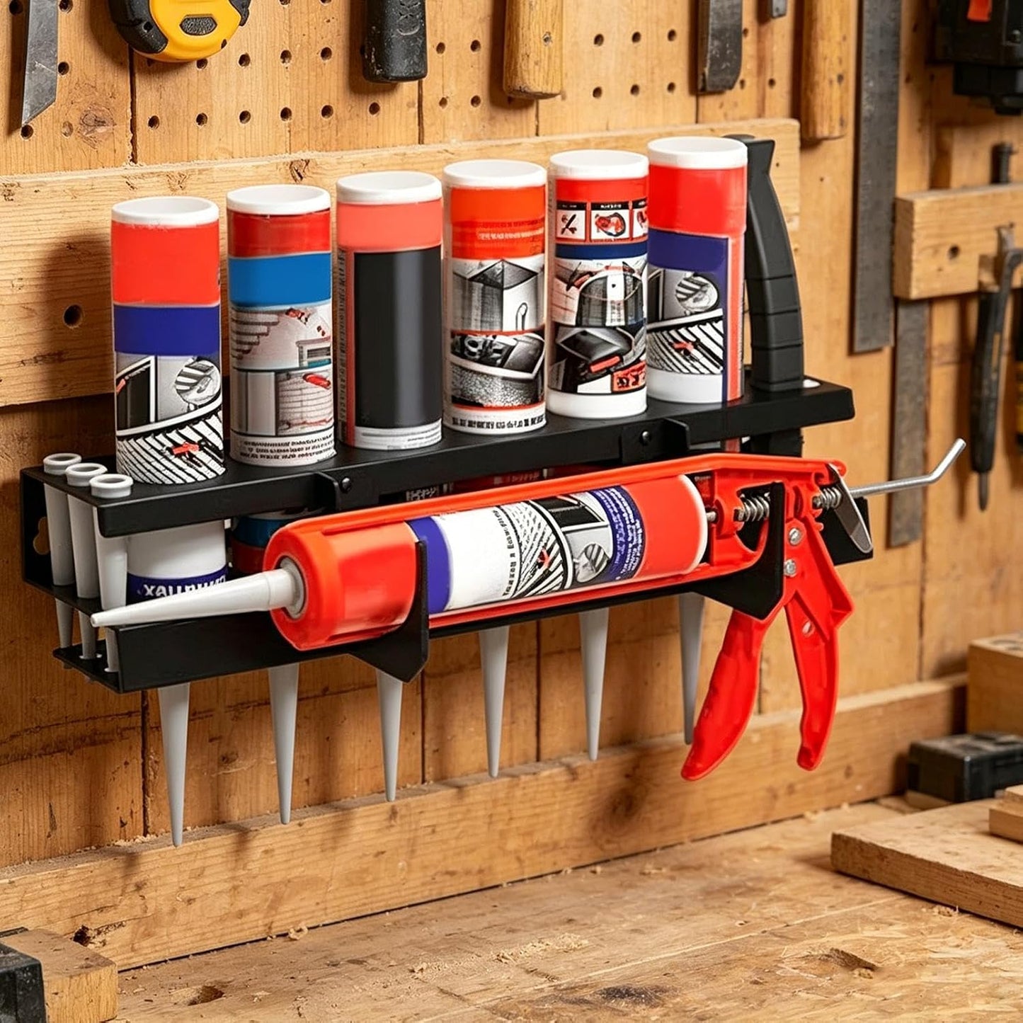  Support Porte-Tube À Graisse Mural | Rack De Rangement Pour Outils Tubulaires - Support Adhésif Mural,Pour Industrie, Maison, Garage, Atelier, Cabanon, Abri De Jardin, Entrepôt, Dépôt Et Le Stockage