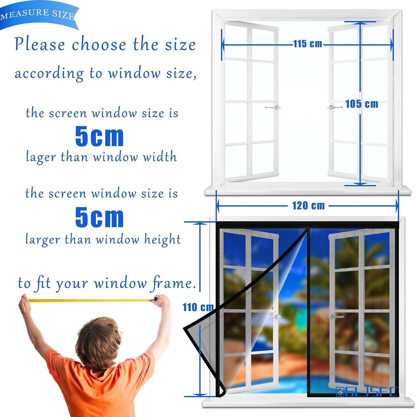  Magnetic Mosquito Net For Windows, 55 X 70 Cm Mesh Curtain, Magnetic Seal Top And Bottom With Automatic Closure, Keeps Fresh Air Inside Black