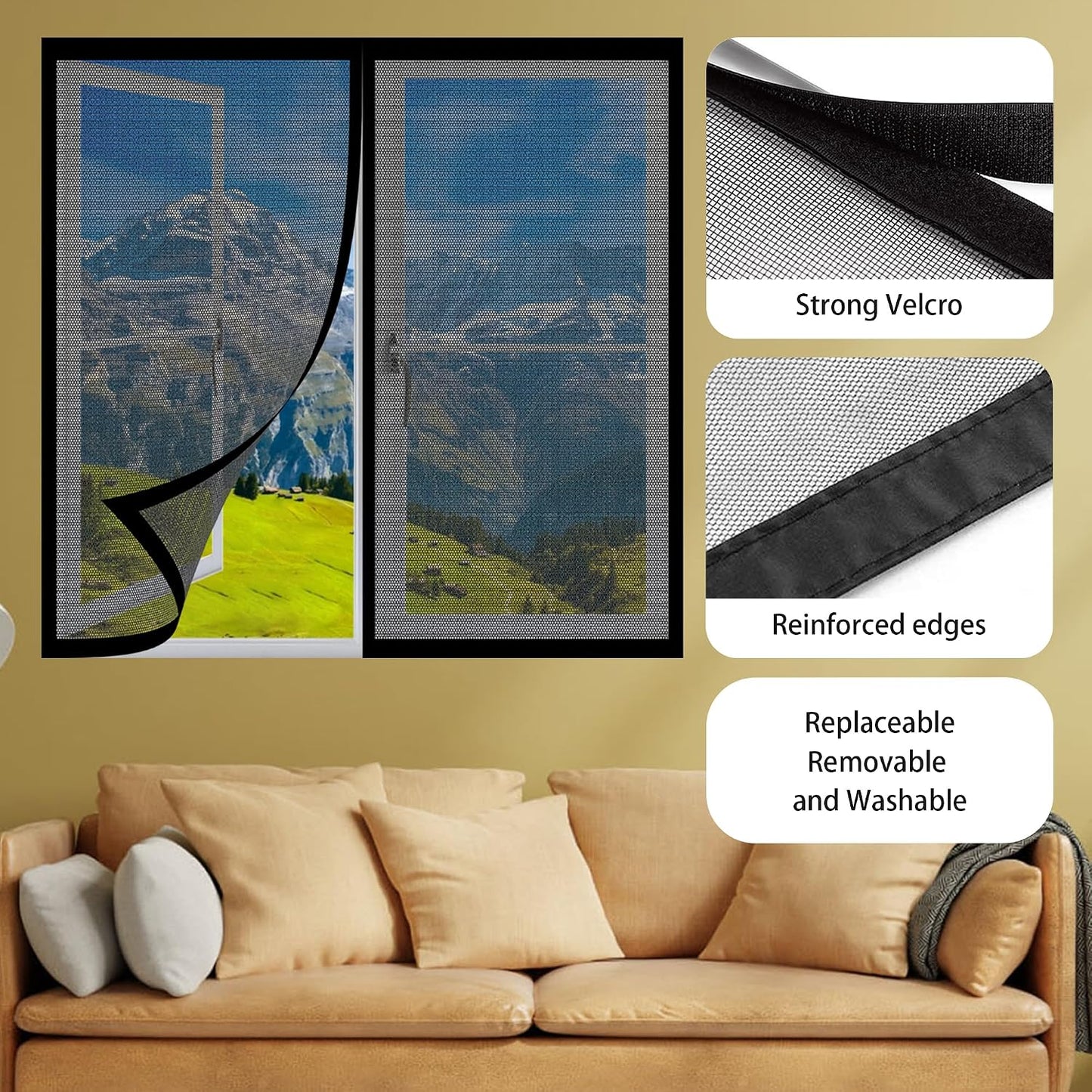  Mosquito Net Door Window 103 X 99 Cm Magnetic Mosquito Net Door Easy To Install Without Drilling For Windows Or White