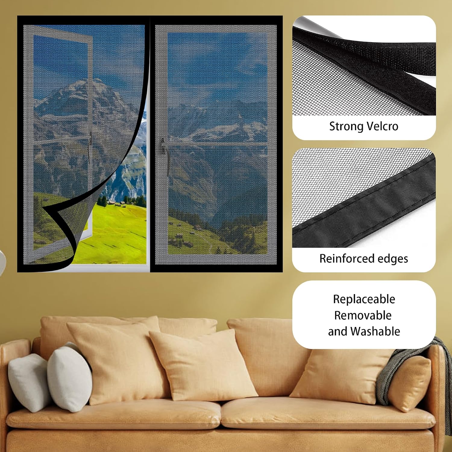  Mosquito Net Door Window 103 X 99 Cm Magnetic Mosquito Net Door Easy To Install Without Drilling For Windows Or White