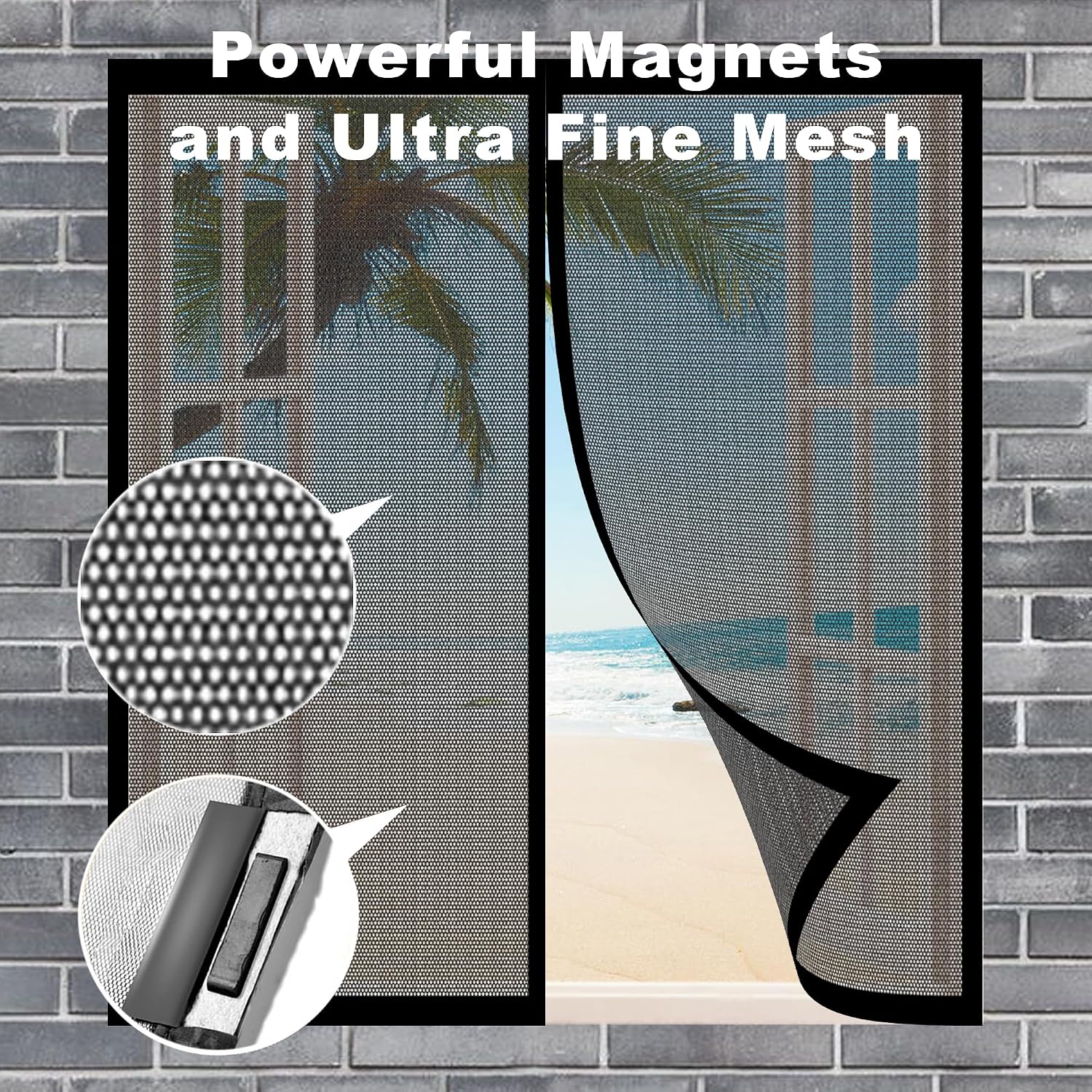  Magnetic Mosquito Net Door Window 85 X 111 Cm Without Punch For Magnetic Mosquito Net Without Drilling Easy To Install For Doors And Windows, White