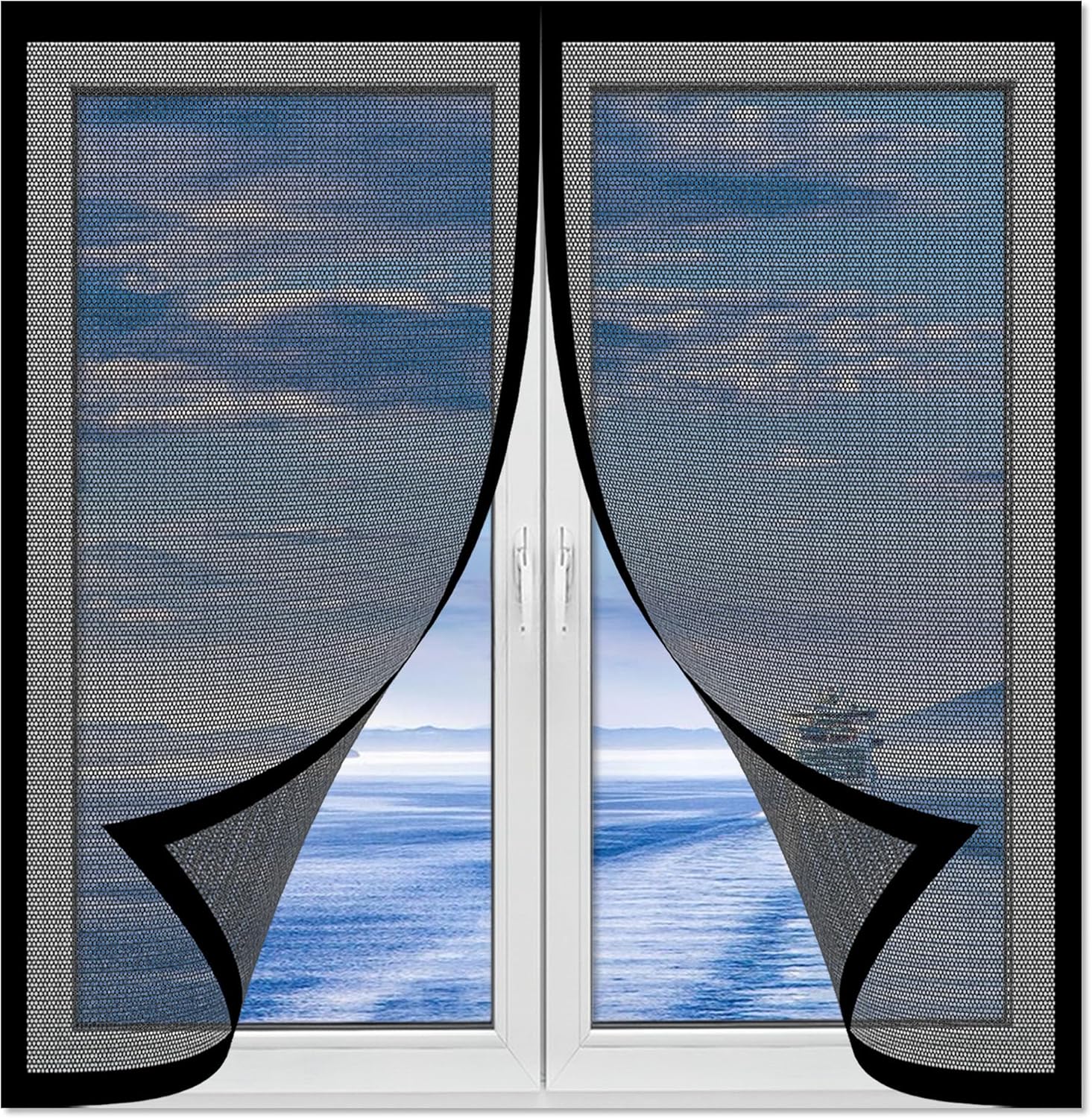 Mosquito Net Window 117 X 165 Cm Adjustable Mosquito Net With Powerful Magnets Automatic Closing For Most Types Of Windows, Black